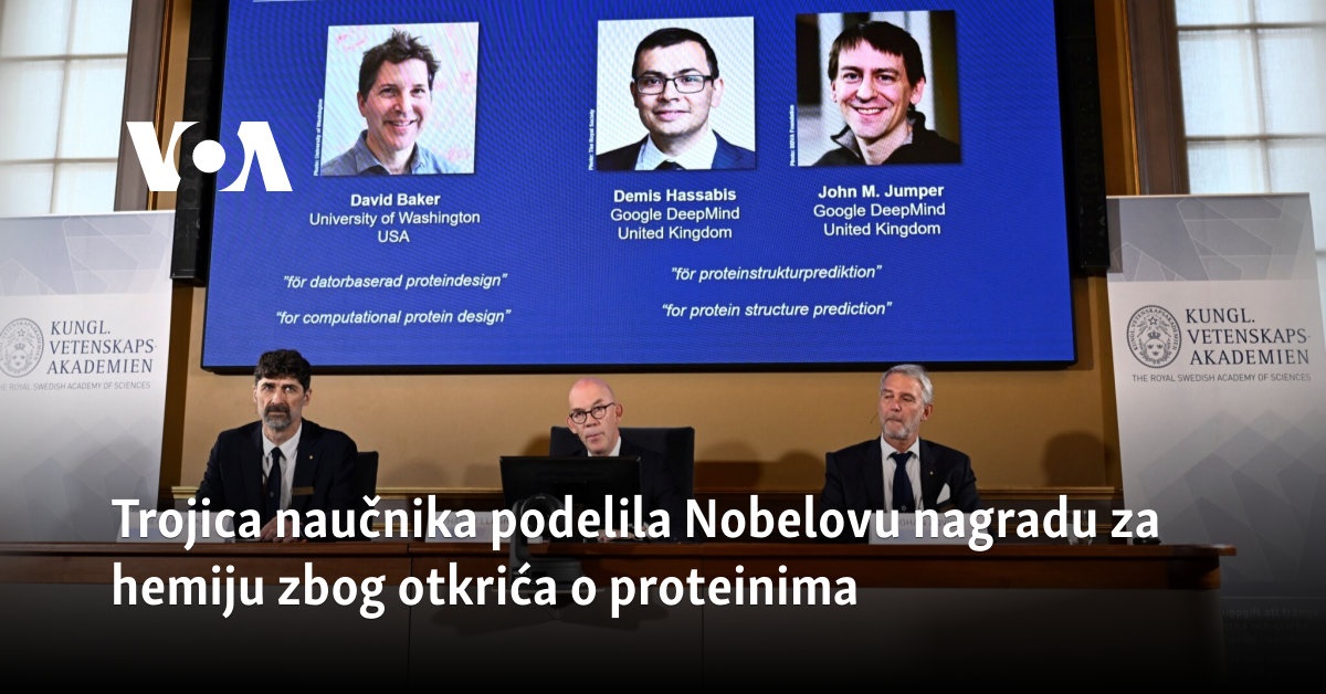 Trojica naučnika podelila Nobelovu nagradu za hemiju zbog otkrića o proteinima